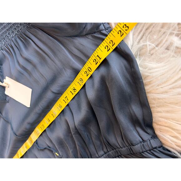 NWT Good Hart Women's Silky Long Sleeve Midi Dress Smocked Boho Blue Size Large - Picture 13 of 14